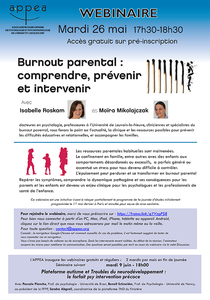 affiche Webinaire Burnout parental :  comprendre, prévenir  et intervenir