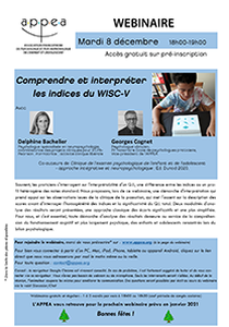 affiche Webinaire Comprendre et interpréter les indices du WISC-V