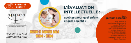 bandeau Webinaire gratuit - L’évaluation intellectuelle : quel test pour quel enfant et quel objectif ?
