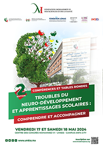 affiche Colloque Troubles du Neurodéveloppement et Apprentissages Scolaires : Comprendre et Accompagner (Casablanca, MAROC) - 17 et 18 mai 2024