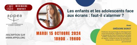 bandeau Webinaire gratuit - Les enfants et les adolescents face aux écrans : faut-il s'alarmer ?