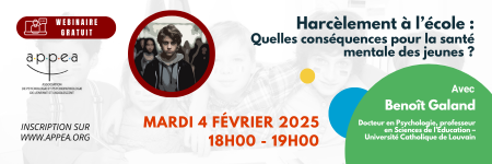 illustration Webinaire gratuit - Harcèlement à l’école : Quelles conséquences pour la santé mentale des jeunes ?